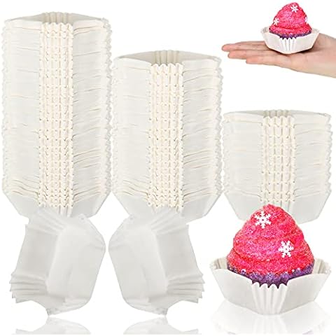 Tanlade 350 Pcs Square Mini Cupcake Liners Disposable Brownie Baking Cups Pan Liners Paper Baking Cup for Cupcakes and Cup Liners Party Supplies for Weddings Birthdays Bridal(White) Cover