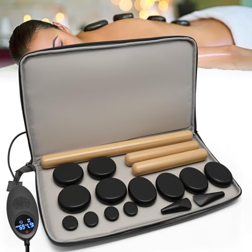 Amazon.com: Freudeere 14 Pieces Massage Stones Set with Warmer Kit Hot ...
