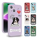 VNGDA Custom Pet Name I Love My Bernese Mountain Dog Phone Case for iPhone 15 14 Pro Max 13 12 11 Xs Max Xr SE3 8 7 6 Plus 11 Pro Mini，Liquid Silicone with Camera Protection Cover for Dog Lover