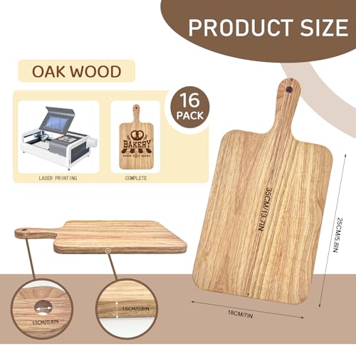 Juego de 15 tablas de cortar rectangulares de madera de caucho con mango miniatura 2