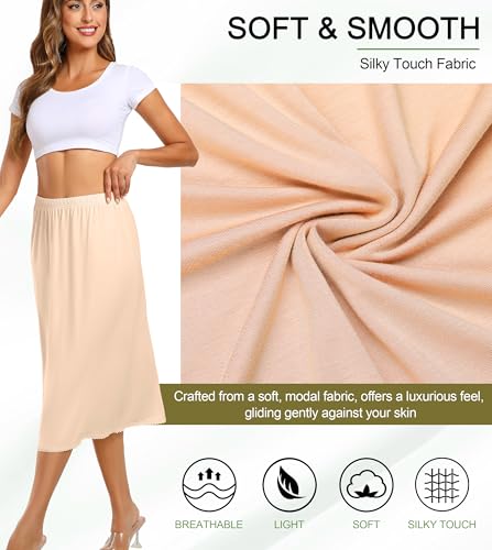 Image of Vlazom Half Slips for Women Under Dress Long Half Slip Under Skirt with Lace Trim Size S-XXL