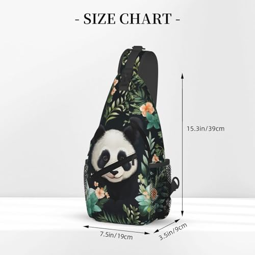 Mochila Sling Cute Panda Flowers Unisex Ligera 4L miniatura 3