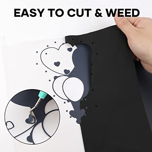 Image of HTVRONT HTV Vinyl Rolls Black White and Red Heat Transfer Vinyl, 12 inch x 8 FT Black White and Red Iron on Vinyl for Shirt, Easy to Cut & Weed for Heat Vinyl Design