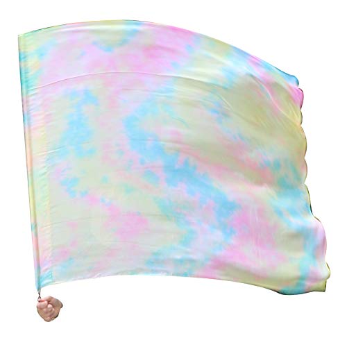 Winged Sirenny Spinning Silk Flag Poi 103cm (40") with Swivels & Collapsible Hard Rod, Flow Arts Dance Silks for Performers, Festivals & Fitness - Hand Painted Silk (Monnlight Stone) โ image 1