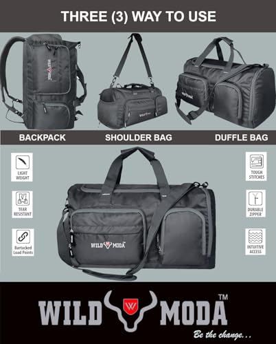 Image of FlexForce 45L All-in-One Duffel Bag, Gym Bag, Rucksack, Travel Bag, Sports Bag (Grey)