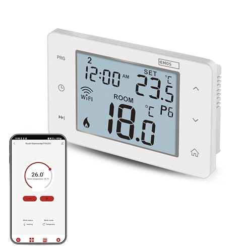 EMOS GoSmart - Smart Home Raumthermostat mit App - WiFi - IP Thermostat für Heiz- und Kühlungssysteme - energiesparend - Tuya, Google Assistant und...