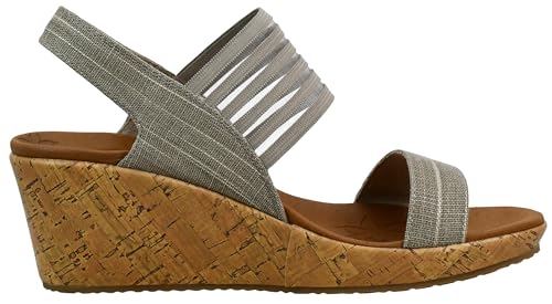 Skechers Skechers Women's Beverlee-Smitten Kitten Wedge Sandal,taupe,10 W US