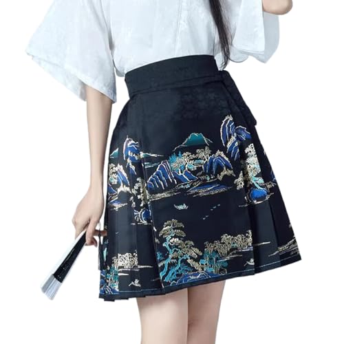 Hanfu jupe courte d'été en brocart style chinois pour femme