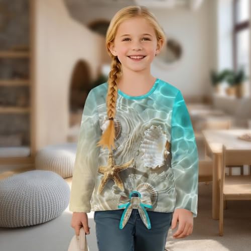 Girls Long Sleeve T-Shirt with Front Tie Children Crewneck Shirt Girls Tunic Tees4