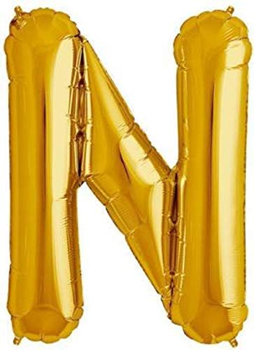 AARK PLANET 16 Inch Happy Birthday Gold A to Z Alphabet “N” Latter Foil Balloons