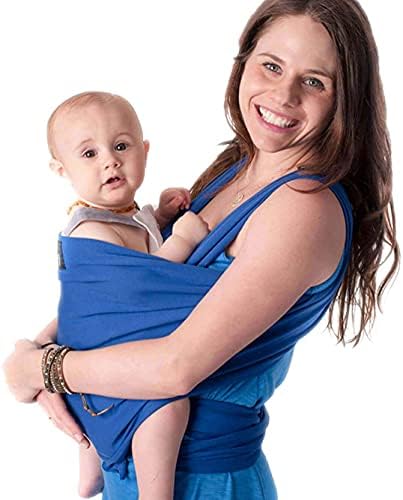 Cuddlebug Baby Wrap Carrier, Soft Stretchy Newborn Sling, 7-35 lbs, Blue