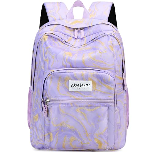 abshoo Classical Basic Marble Womens School Backpack For College Teen Girls Water Resistant Bookbag (Marble Purple) by abshoo - Image 2