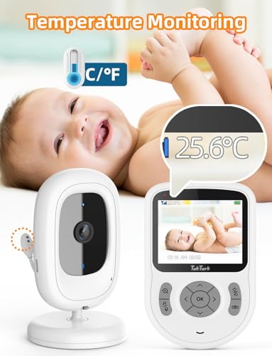 TakTark Elektroniczna niania z kamerą [2,8 cala/720p IPS] elektroniczna niania z kamerą bez Wi-Fi, długi zasięg, akumulator 750 mAh, 2-drożna rozmowa, VOX, 3 × zoom, widoczność w nocy, monitorowanie
