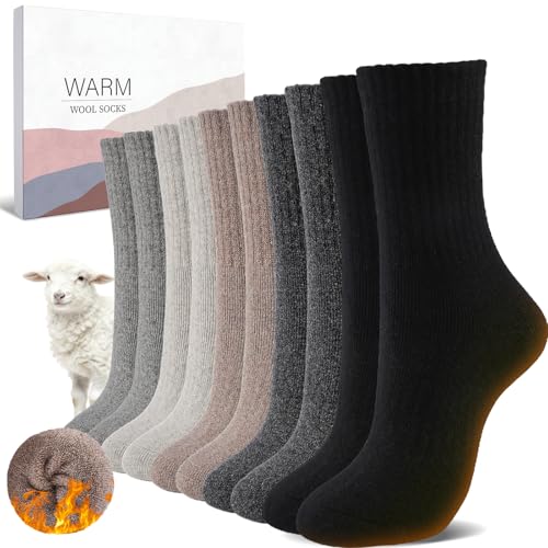 SukModen - SukModen Wool Thermal Socks for Women – 5 Pairs Warm Winter Thick Cosy Boot Socks Comfy Crew for Walking Hiking Work – Size 4-9 - -49%