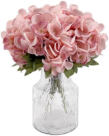Floralies Hydrangea Artificial Flowers Bush 13'' 5 Heads for Decoration 6Pcs Silk Floral Bundles with Stems Table Arrangement Bulk Wedding Home Office Decor Indoor Meeting Living Room
