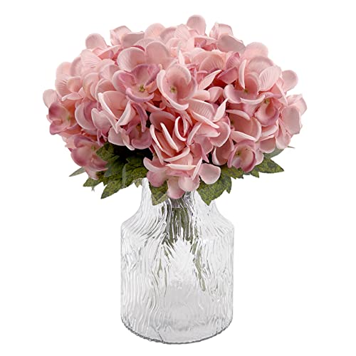 Floralies Hydrangea Artificial Flowers Bush 13'' 5 Heads For Decoration 6Pcs Silk Floral Bundles With Stems Table Arrangement Bulk Wedding Home Office Decor Indoor Meeting Living Room #TOP3