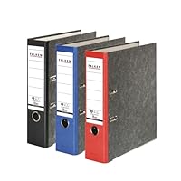 Falken 3er Pack Recycling-Ordner Wolkenmarmor, Made in Germany, 8 cm breit DIN A4 farbig sortiert, marmorierter Papierbezug außen, Papierbezug innen, mit aufgeklebtem Rückenschild Blauer Engel