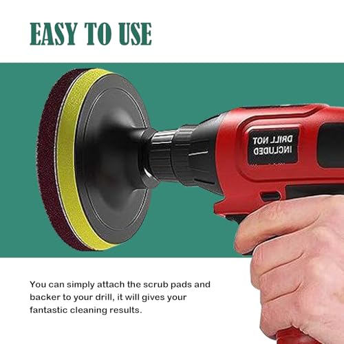 GEOGIEEW 4 Stück Klett Schleifvlies, 2 Schleifschwamm 150mm, Polierschwamm für Exzenterschleifer