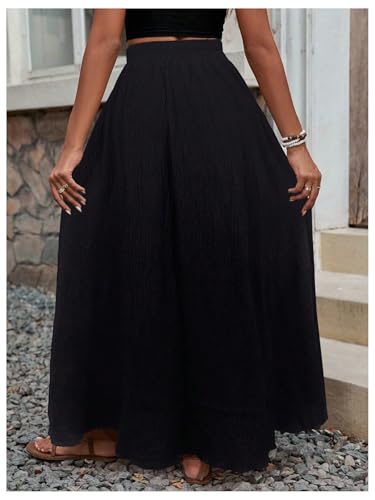 GORGLITTER Women's Boho Slit Maxi Skirt Thigh High Waisted Split Flowy A Line Long Skirts2