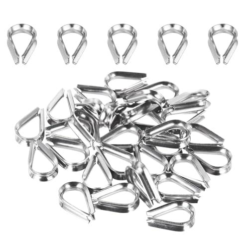 sourcing map Rope Thimble 1/8(3mm) Diameter M3 Stainless Steel Wire Rope Cable Thimble for Towing Rigging, Pack of 30