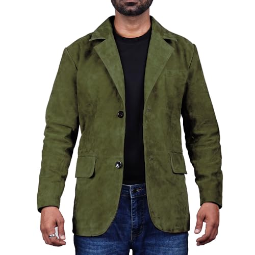 Image of Suede Leather Blazer for Men Suede Sport Coat for Men Blazer Suede Leather Jacket Blazer Coat for Men