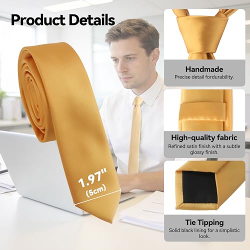 Image of Skinny Tie Men Women 2 inch (5CM) Slim Necktie Solid Thin Ties Formal