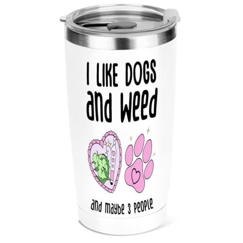 jeilink Dogs Gifts Weed Gifts, 20 oz Insulated Tumbler, Tumbler with Lid Vacuum Travel Coffee Mug Stainless Steel Cup for Cold Hot Drink dogs weed accessories Gift for Women Friend Christmas Birthday