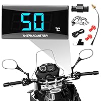 Motorrad Digital Thermometer Instrumente Wassertemperatur Temperatur Digitalanzeige Meter Gauge Sensor Adapter, Wasserdichtem Metallfühler Temperatursensor Sensoradapter Für KOSO 18/22mm (18MM-BLUE)