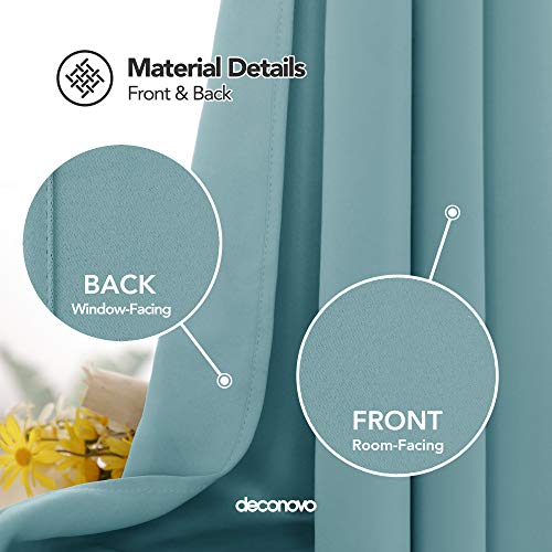 Image of Deconovo Blackout Curtain, 52x95 Inch, Light Blue