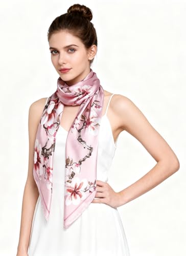 Image of Women's 35 inch Satin Square Silk Like Hair Scarves and Wraps Headscarf for Sleeping | Silk Feel Neckerchief, Hair Scarf, Fashion Bandana, Headscarf, Headband, Hair Wrap Sleeping, Daily Fashion Styling