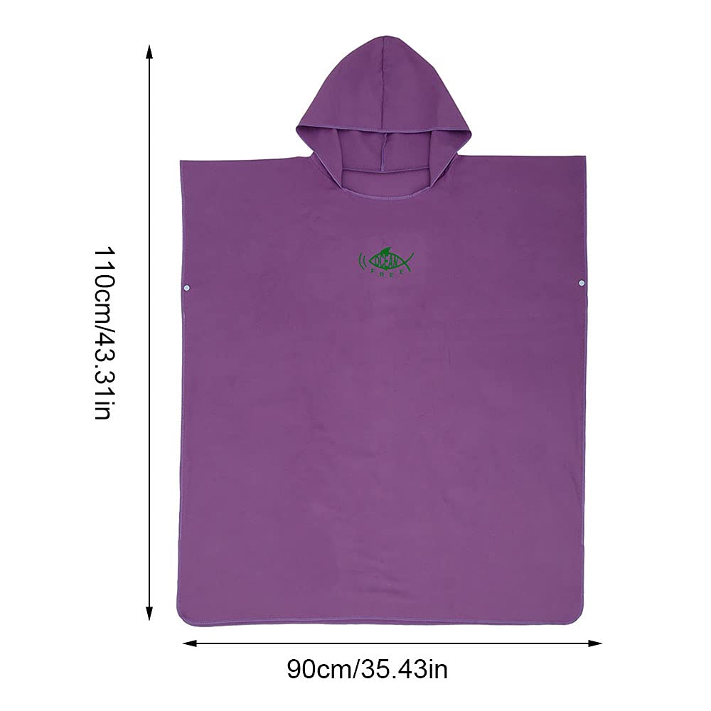 Poncho Da Surf E Spiaggia Ultraleggero - Asciugamano In Microfibra 90x110cm Asciugatura Rapida - Nero
