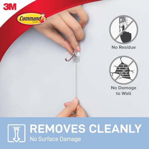 Command Clear Wire Hanger Hook, Value Pack of 9 Hooks and 12 Adhesive Strips, Transparent - Damage Free Hanging - Holds up to 225 gm