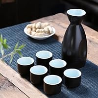 Amazon.co.jp: 酒器セット セラミック 7点セット 徳利 花柄 猪口