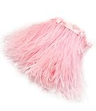 Happy feather 2 Yards 5-6inch Pink Ostrich Feathers Trim Fringe for DIY Dress Sewing Crafts Costumes Decoration