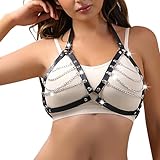 Punk Black Leather Chest Harness,Chest Harness for Women Fashion Goth Belt,Punk Women Waist Belts PU Leather Fashion Body Chain Belt Circle Rave Halloween Accessories Belt Adjustable Gothic