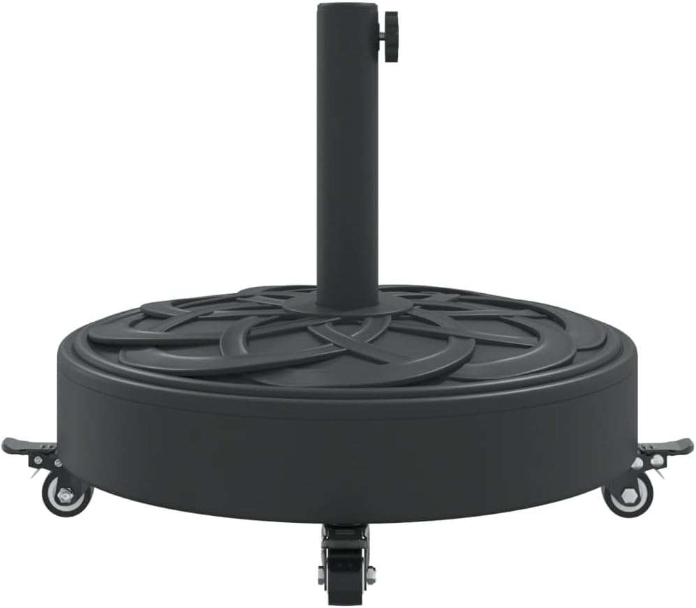 vidaXL Parasol Base with Wheels for Ø1.5/1.9" Poles, Garden Umbrella Holder, Parasol Stand for Outdoor Patio Lawn Deck Balcony, 59.5 lb Round