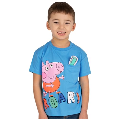 Peppa Pig Camiseta Niño | Ropa De Niños George Pig | Camisetas Niño Manga Courta | Camiseta Niños Hecha De Algodón | Azul 3-4 años