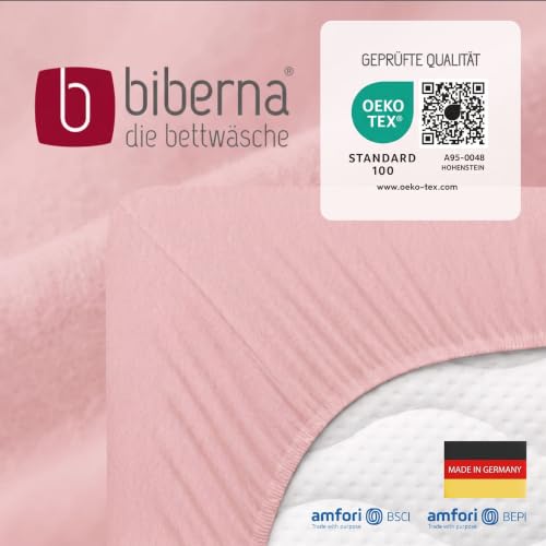 biberna Premium Feinbiber Spannbetttuch 140x200-160x200 cm rosa | 100% Baumwolle Flanell | Spannbettlaken Biber für Franz. Betten… – Ansicht 6