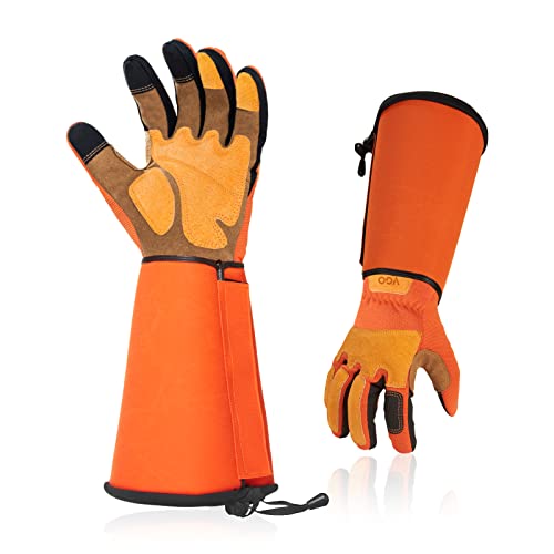 Vgo... Garening Gloves Long Sleeves in Leather with Touchscreen