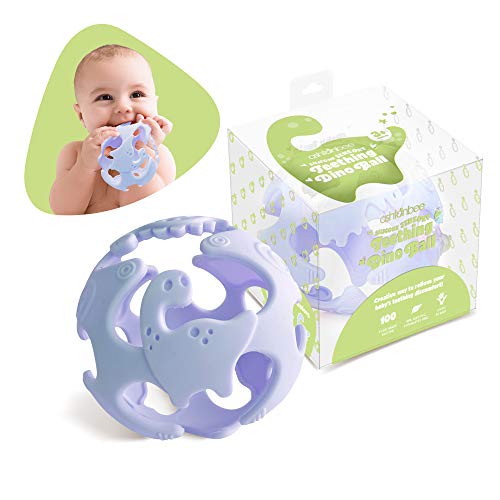 Image of Dinosaur Teething Toys: Lightweight Soft Silicone Sensory Toys - Textured for Babies 0-18 Months - Easy to Clean, BPA-Free - Blueberry Blue