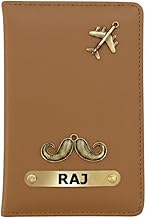 Tempt - Customised Name & Charm Leather Passport Cover Holder for Men & Women | Personalised Birthday Gifts, Best for Gifting on Valentine, Christmas (Tan Brown)