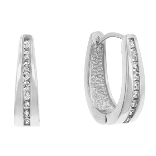 CZ Hoop Earrings in Elegant Silver Tone