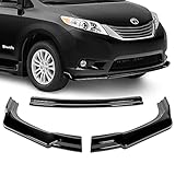 Q1-Tech, 3-Piece Front Bumper Lip fit for compatible with 2011-2015 Toyota Sienna, Front Bumper Lip Spoiler Air Chin Body Kit Splitter ABS, Painted Glossy Black, MP-Sty (Does Not Fit SE Sport Models)