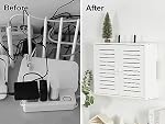Noviko Boîte de rangement Wifi Support mural Boîte de routeur Wifi Hider décoratif Boîte de stockage Modem Mont mural (blanc, 16,5"L x 4,7"D x 12,6"H)