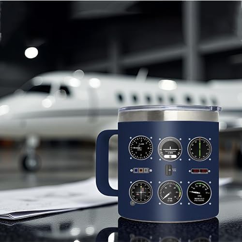 Pilot Coffee Cup 14oz, Aviation & Airplane Gifts For Men, Pilot Gauges Gear Tumbler Airplane Gift, Birthday Father's Day Christmas Pilots Gifts For Aviation Dad Son Husaband Him - Image 2