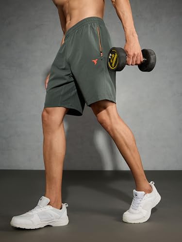 Image of TECHNOSPORT Men Solid Slim Fit Sports Shorts Techno LITE UPF50+ Polyester Mid Rise Drawstring Shorts Pant for Men Gym Workout Running Cricket Casual Quick Dry
