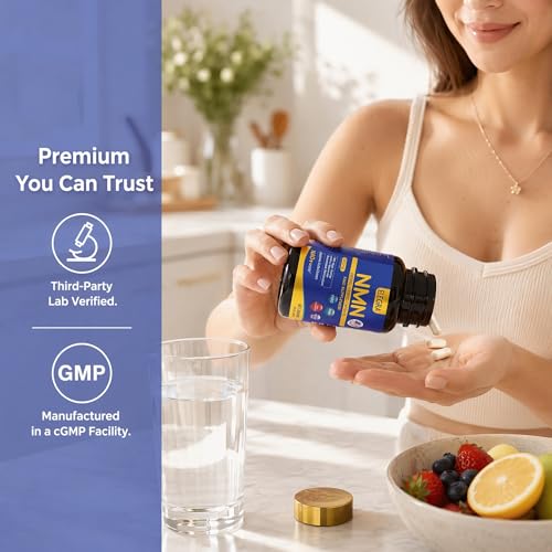4-in-1 NMN Supplement 1000mg Complex with PQQ & Resveratrol - Enteric Coated - 99% Pure NMN for NAD+ Supplement with Black Pepper, Third-Party Lab Tested for Purity & Potency, 60 Count (30-Day Supply) — view 5