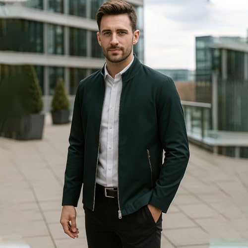 Ataccommodate Jacket, Men's Standing Collar Zipper Casual Jacket, Windproof & Warm with Zipper Pockets for Everyday2