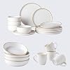 GBHOME Ceramic Dinnerware Sets, 20 Pieces Stoneware Plates and Bowls Sets with pasta bowls, Chip and Scratch Resistant Dishes, Dishwasher & Microwave Safe, Reactive Glaze