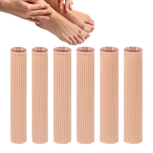 HABNI Protection Orteil 6 Pièces, Pansement Tube S/M/L, Tubes De Protection Pour Orteils, Bandage En Gel, Longueur 10Cm, Largeurs (1.5, 2, 2.5) Cm, Couleur Chair.
